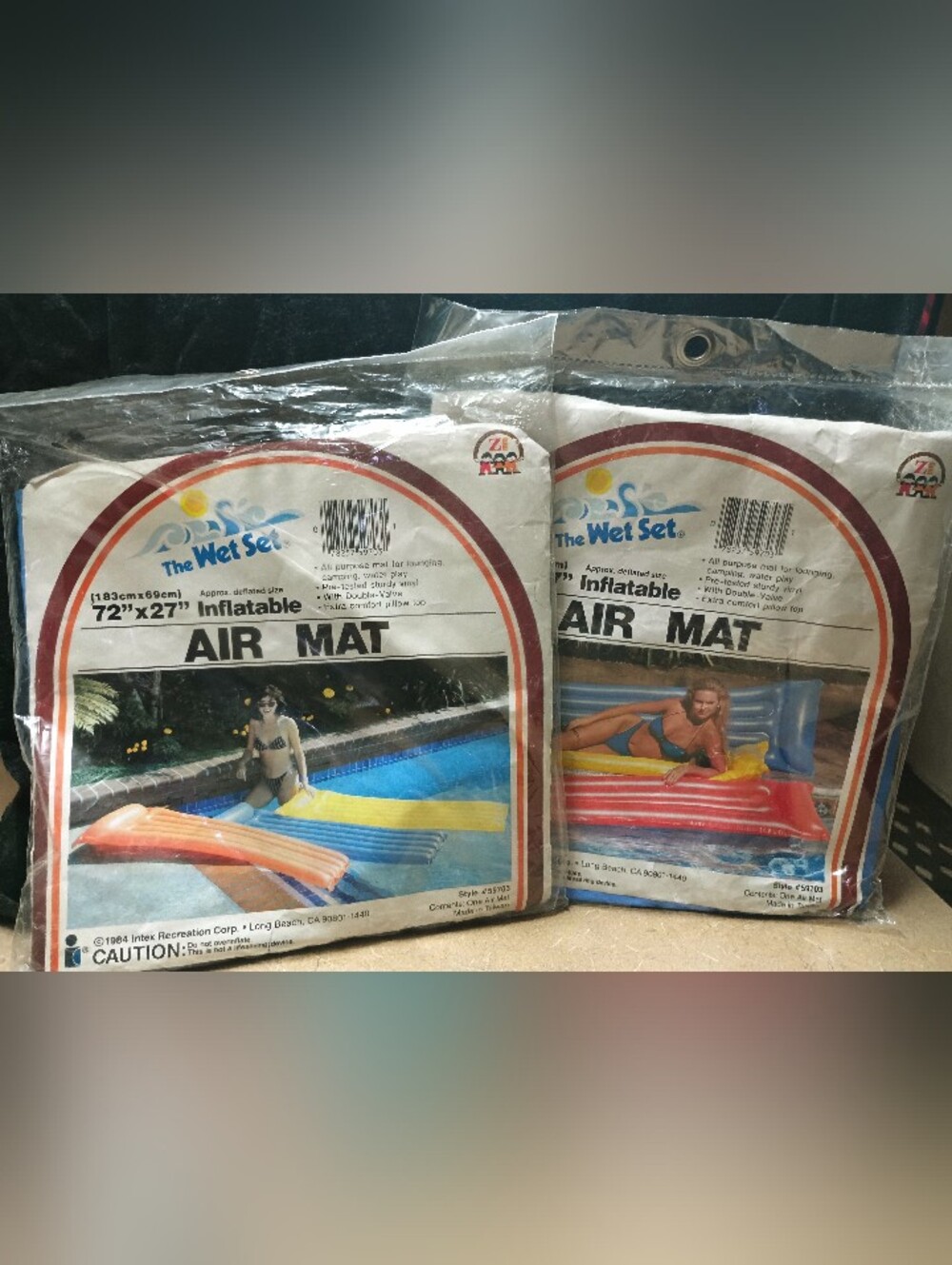 set of two blue vintage Wet Set 72"x27" pool rafts